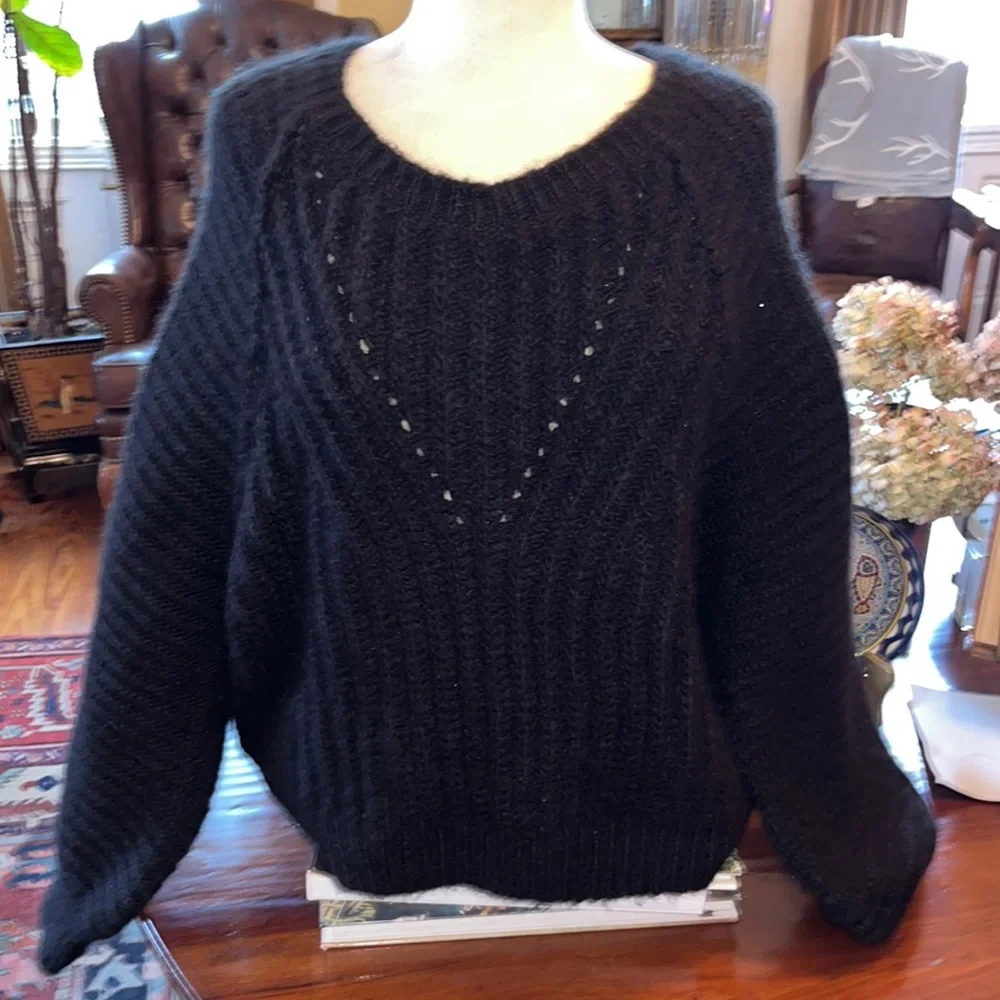 Free People Black Carter Pullover Sweater NEW